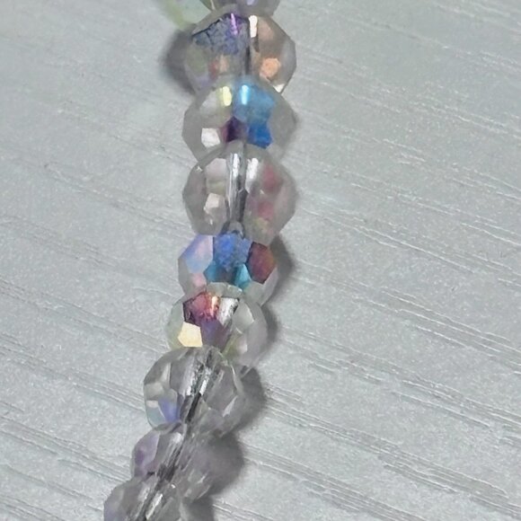 Aurora Borealis Crystal Beaded Necklace Clear AB Sparkle 16” - Picture 5 of 12